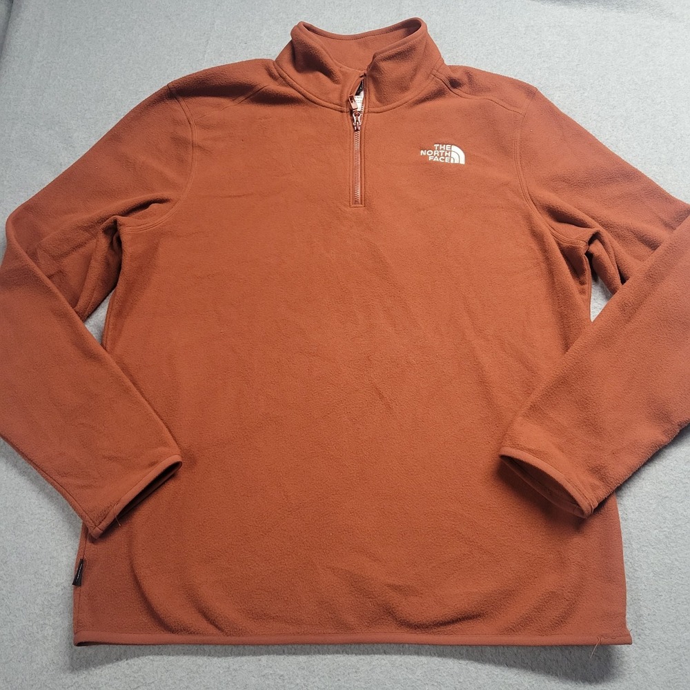 The North Face‎ Pullover Sweatshirt Mens Large Rust Quarter Zip Long Sleeve Logo